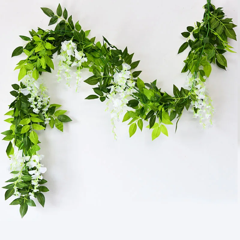 180cm Fake Ivy Wisteria Flowers Artificial Plant Vine Garland for Room Garden Decorations Wedding Arch Baby Shower Floral Decor