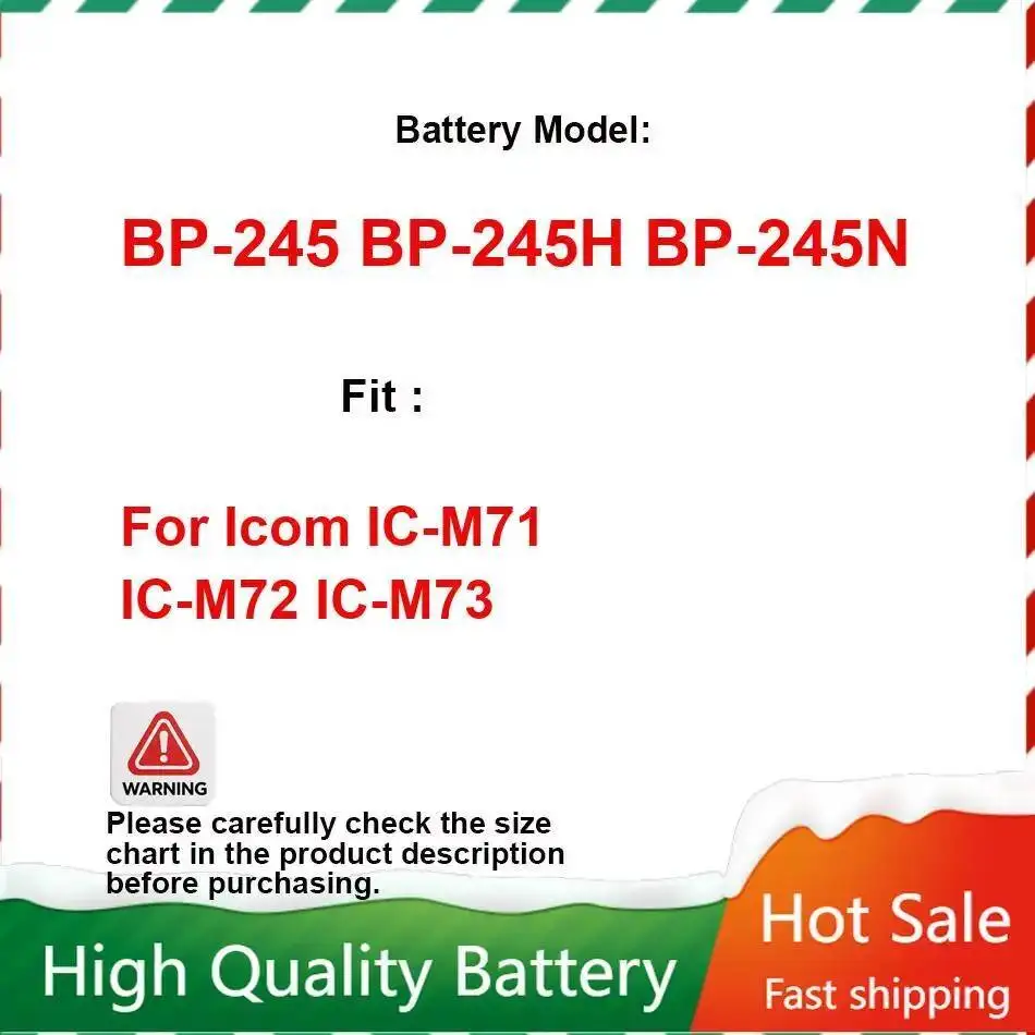 

Two - Way Vhf Radio Device Battery 1900mAH For Icom IC-M71 IC-M72 IC-M73 Two Way VHF Radios BP-245 BP-245H BP-245N batteries