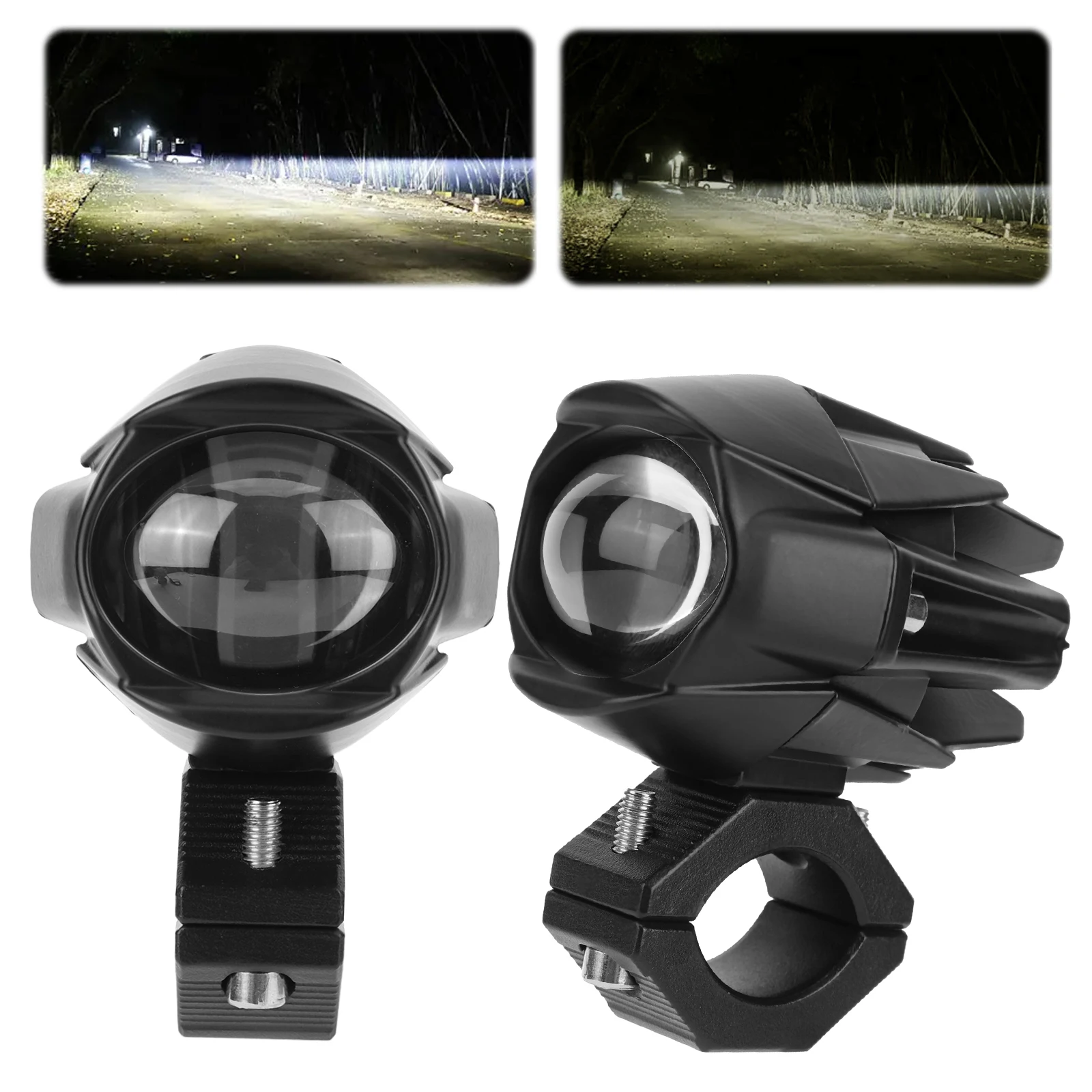 

2x LED Motorcycle Spot Light Waterproof Driving Fog Lamp with Mount Brackets Motorcycle Fog Lights Universal Fit for Motorcycles