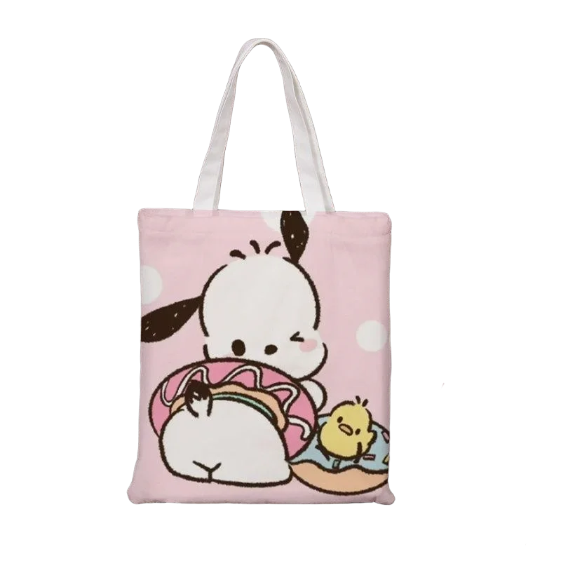 

Kawaii Sanrio Hello Kitty Series Canvas Tote Bag Cartoon Chic Commuting Bag Fashionable Eco-friendly Shopping Bag