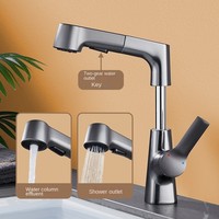 Pull-Out Lift Kitchen Faucet 360° Rotatable Dual Mode Outlet Water Bath Basin Hot And Cold Water Faucet Sink Splash Proof Faucet