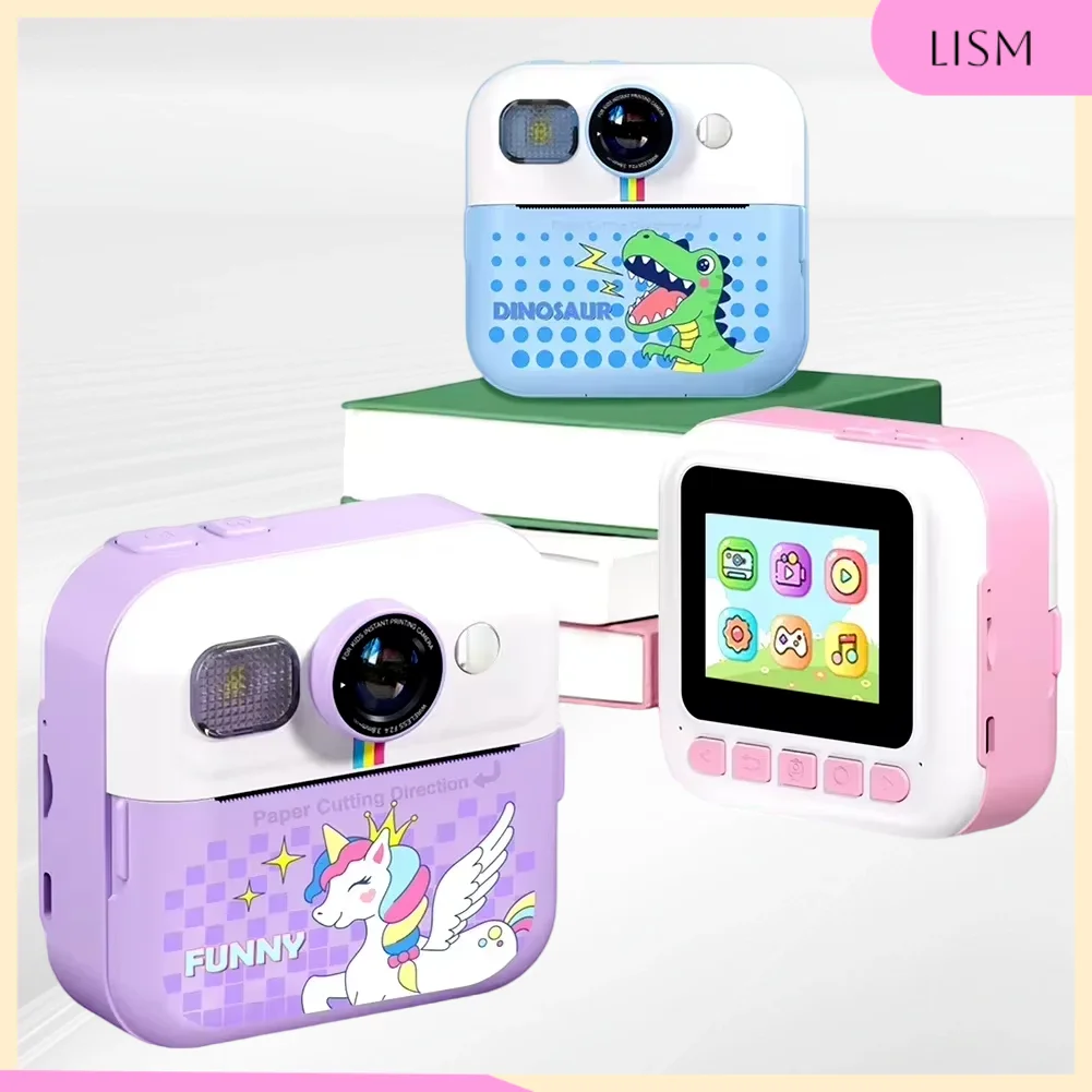 

LISM Kids Mini Instant Print Camera Game with 3 Rolls Print Paper Digital Photo Camera Toy Photo Printing Camera for Girls Boys