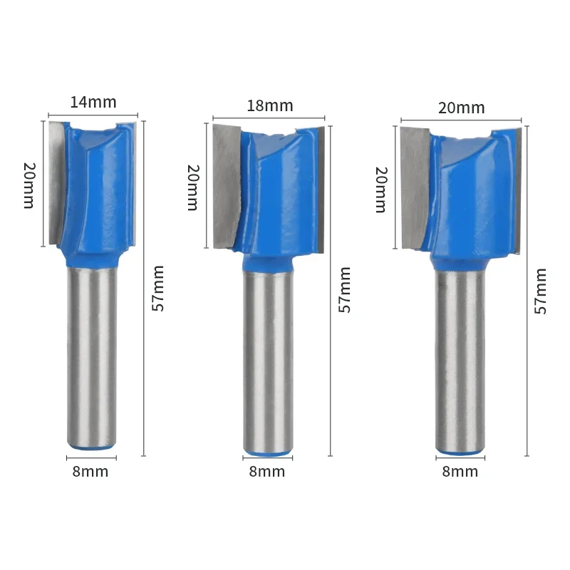 8MM Shank Blue Straight Bit Router Bit Woodworking Milling Cutter For Wood Bit Face Mill End Mill Wood Cutters