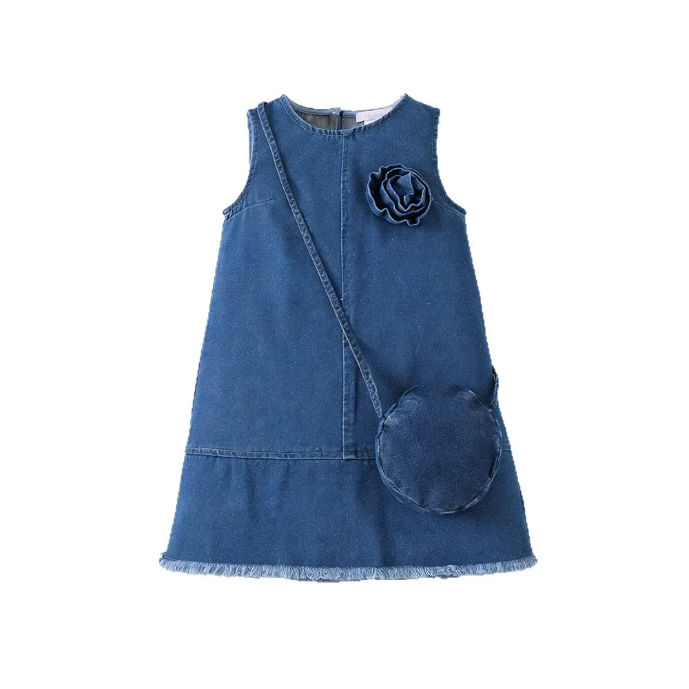2026 New Summer Cute Girls Sleeveless Dress & Bag 2PCS Fashion Kids Outfit for 4-8Y 5