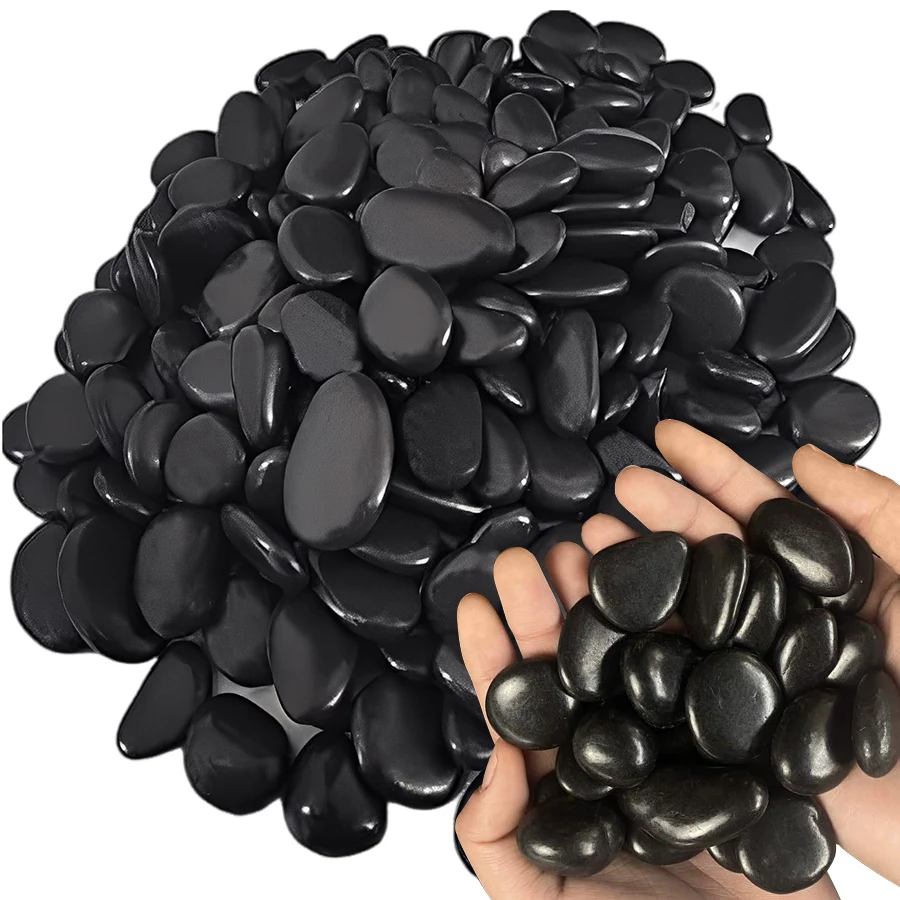 

200g Black High Polished Natural Pebbles 2-3cm Courtyard Landscape Decoration Fish Tank Aquariums Horticultural Decorative Stone