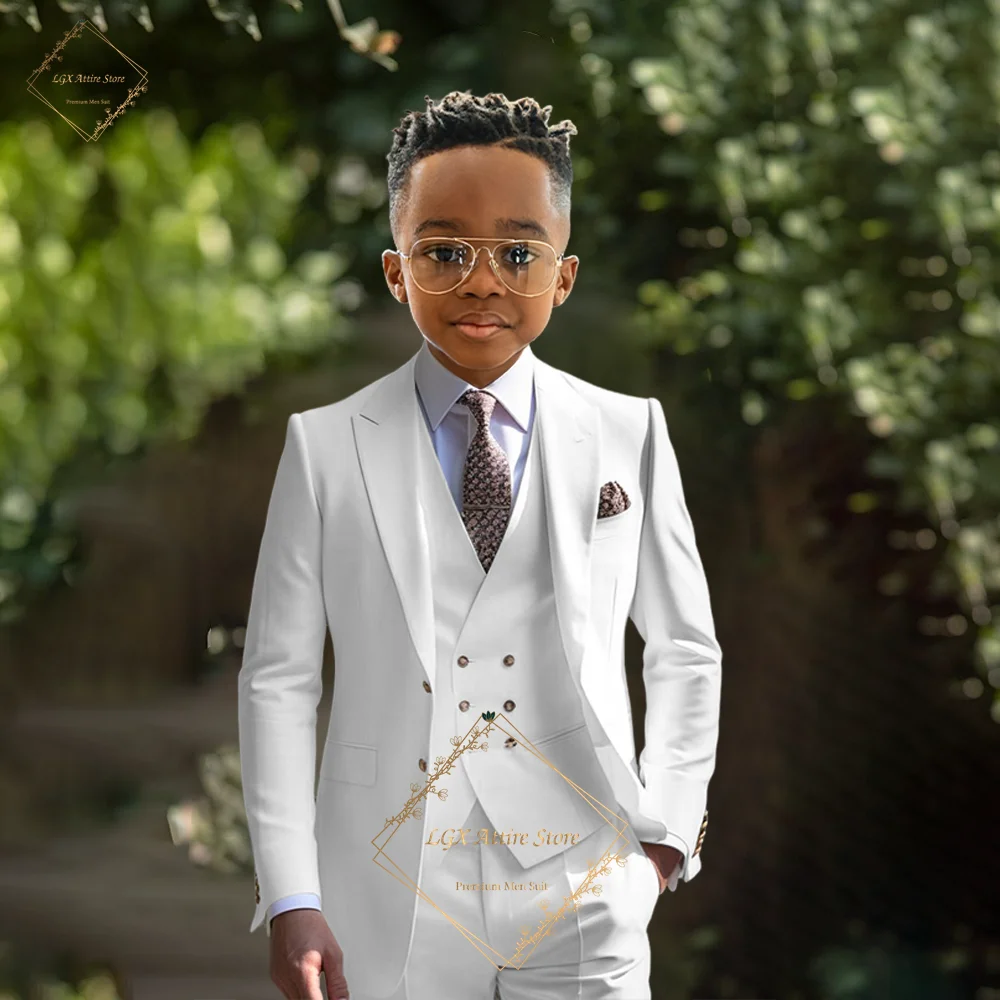 

Комплект костюма из трех предметов для мальчиков, костюм маленького джентльмена для вечеринки/свадьбы жениха (куртка, жилет, брюки), фрак на заказ