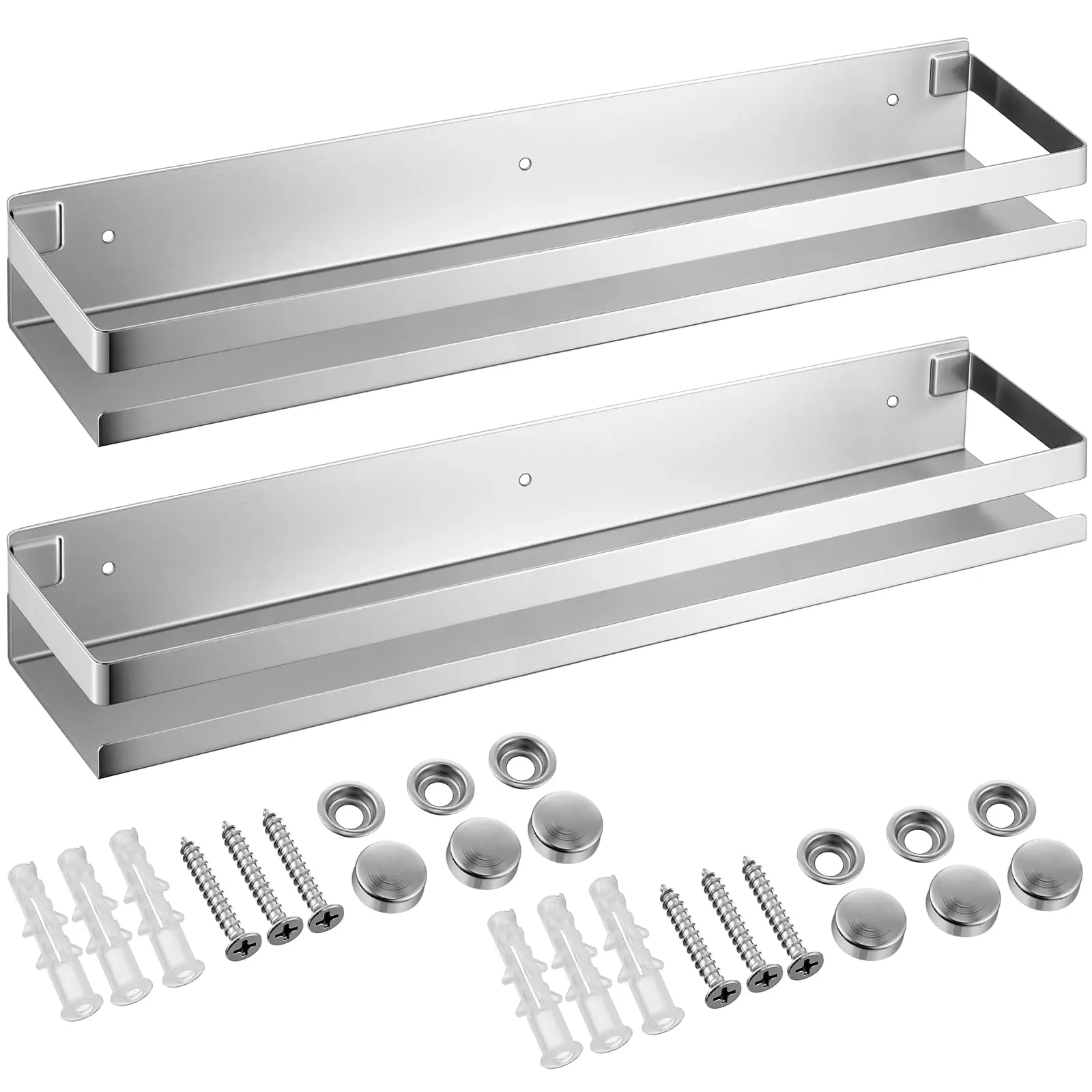 

2pcs Stainless Steel Floating Shelf Set For Bathroom Shower Kitchen Wall Mount Storage Organizer 40cm