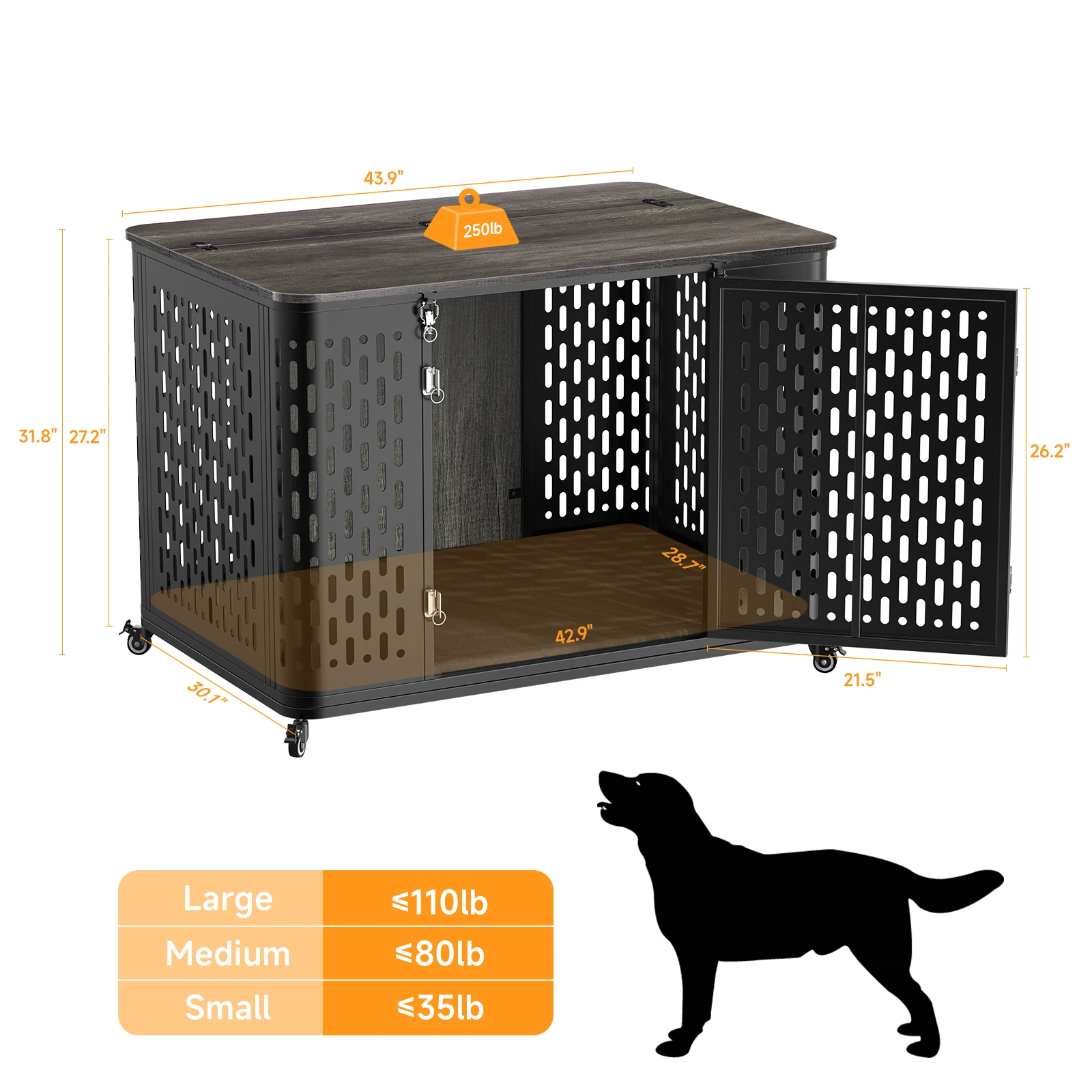 Dog Crate for Large Dogs 43.7