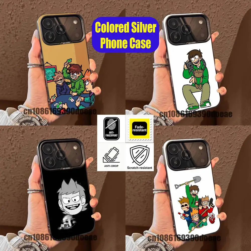 

For E-Eddsworld T-Tord Edd Phone Case iPhone 15,16,12,14,13,17,11,E,Pro,Max,Plus,Air,Mini Color Silver Custom Cover