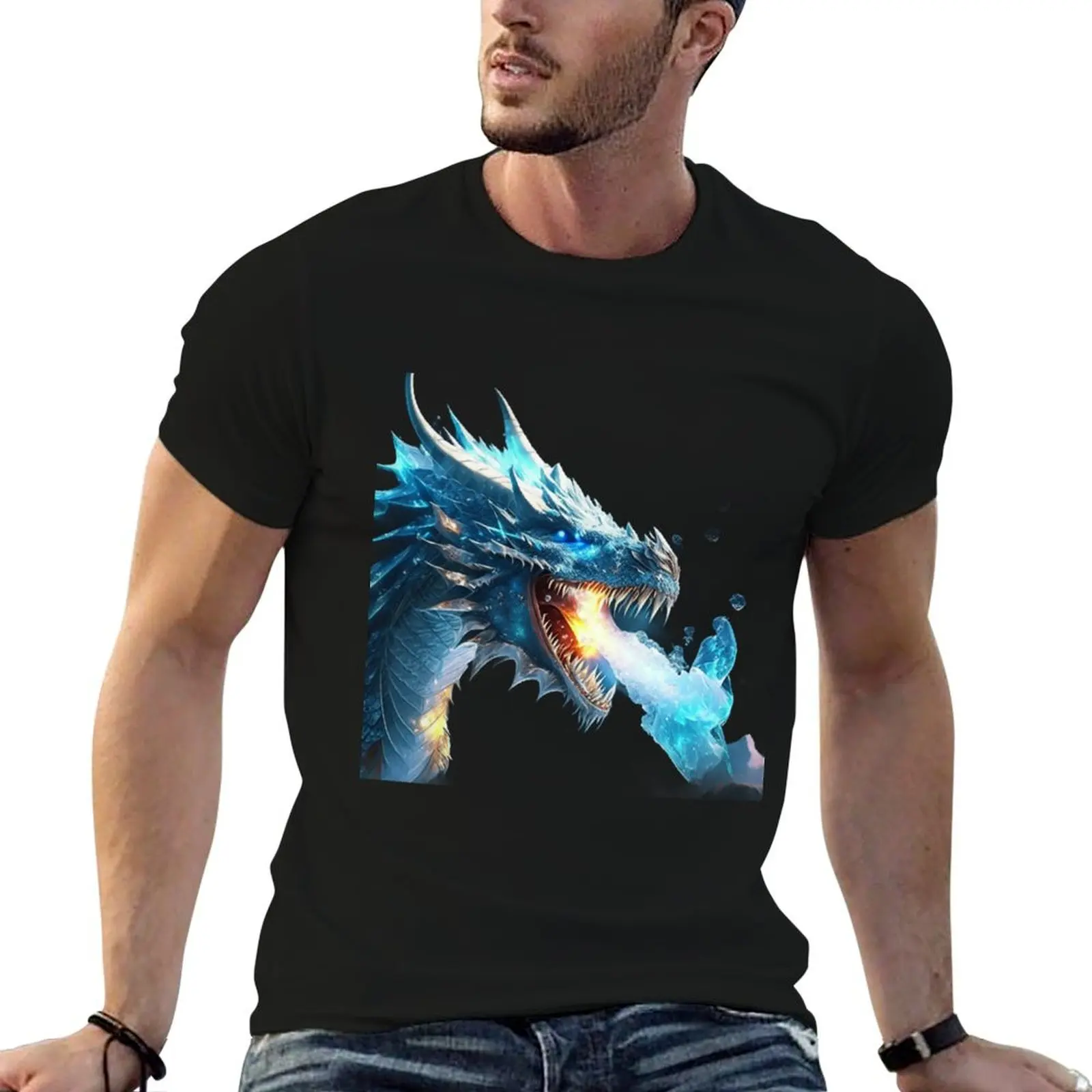 

Ice dragon. T-Shirt cotton graphic tees custom t shirt kawaii clothes vintage anime shirt workout shirts for men