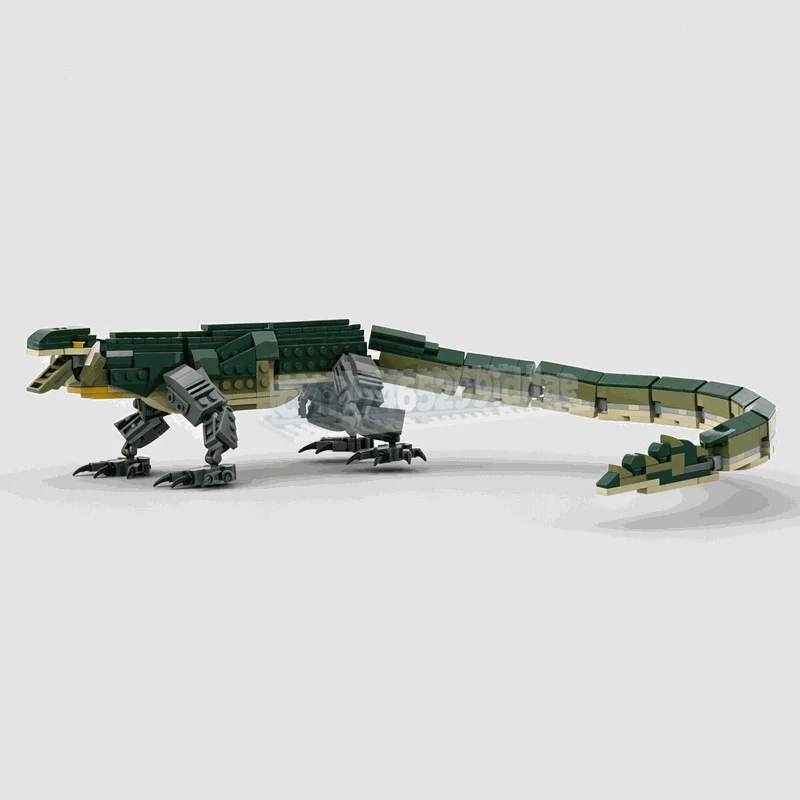 530PCS Asian Water Monitor Lizard Reptile MOC Creative Animal Model Building Blocks DIY Assembly Toy Nature Collection Display