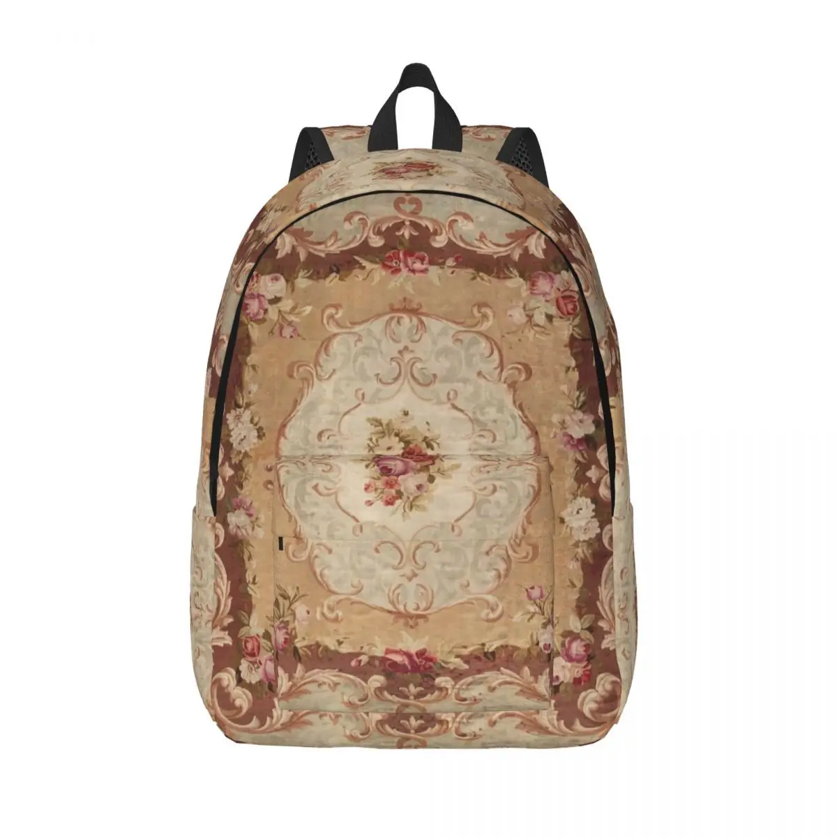 

Antique Rose Floral French Aubusson Rug Print Student Backpack School Bag Hiking Travel Daypack Bookbag Shoulder Bags