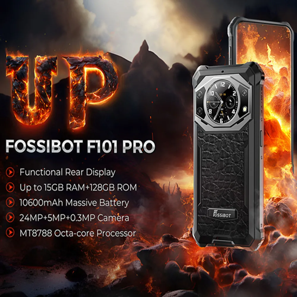 FOSSiBOT F101 프로 견고한 스마트폰, 옥타코어 8GB + 128GB, 5.45 인치 HD, 안드로이드 13 휴대폰, 10600mAh, 18W 고속 충전, 24MP NFC