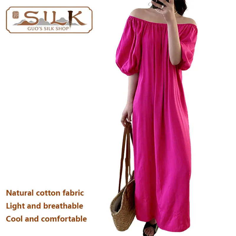 

Cotton Silk Ladies' Dress French-style elegant and romantic casual long dress for home wear, sleepwear, comfortable soft, coo