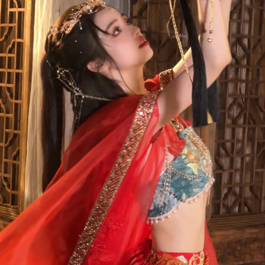 2026 NEW Sexy Exotic Embroidery Hanfu Dress Dunhuang Feitian Improved Women's Set Summer Western Style High-end Cosplay