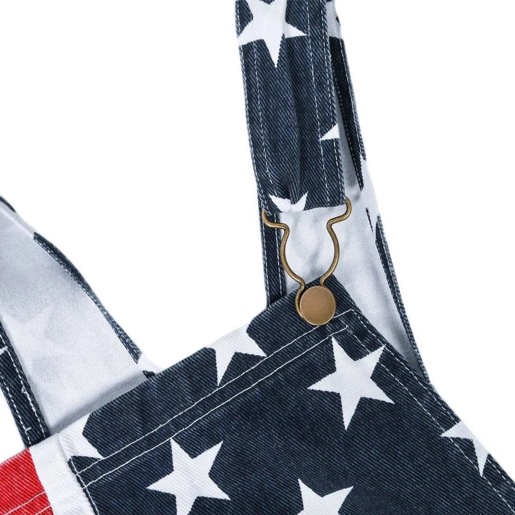 Print USA Flag Men's Jumpsuit Bib Pocket Fashion Mens Overalls Independence Day Casual Short Jumpsuit Summer Men's Overalls