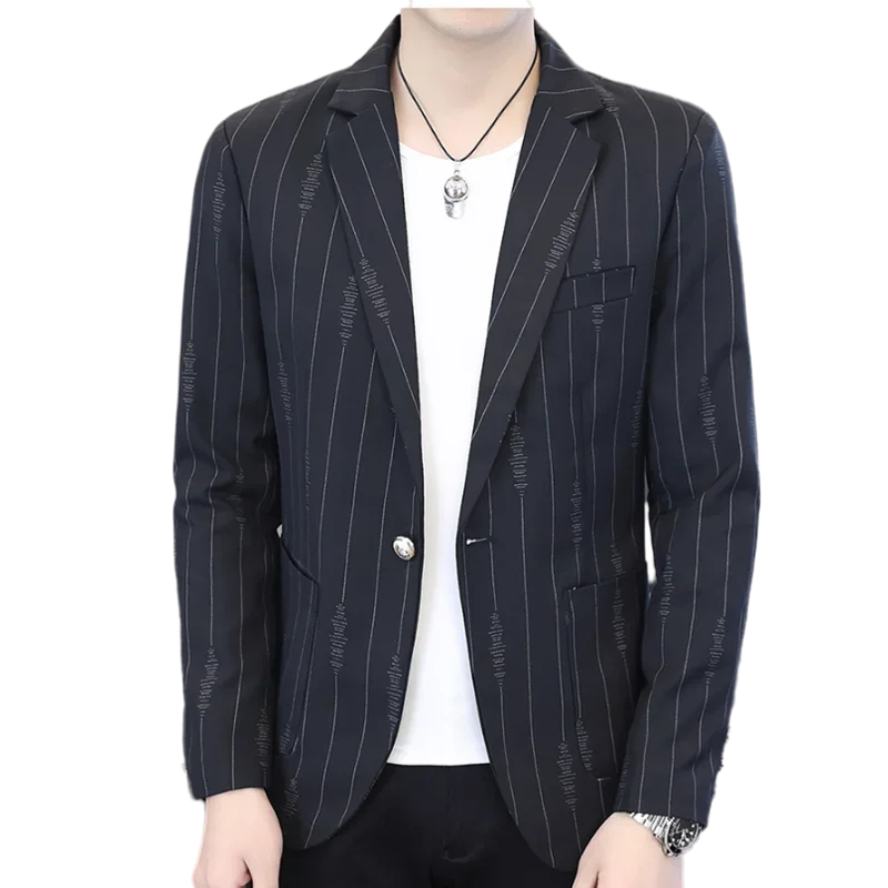 

High Quality Blazer Men's Striped Italian Style Premium Elegant Fashion Simple Business Casual Party Gentleman Slim Blazer