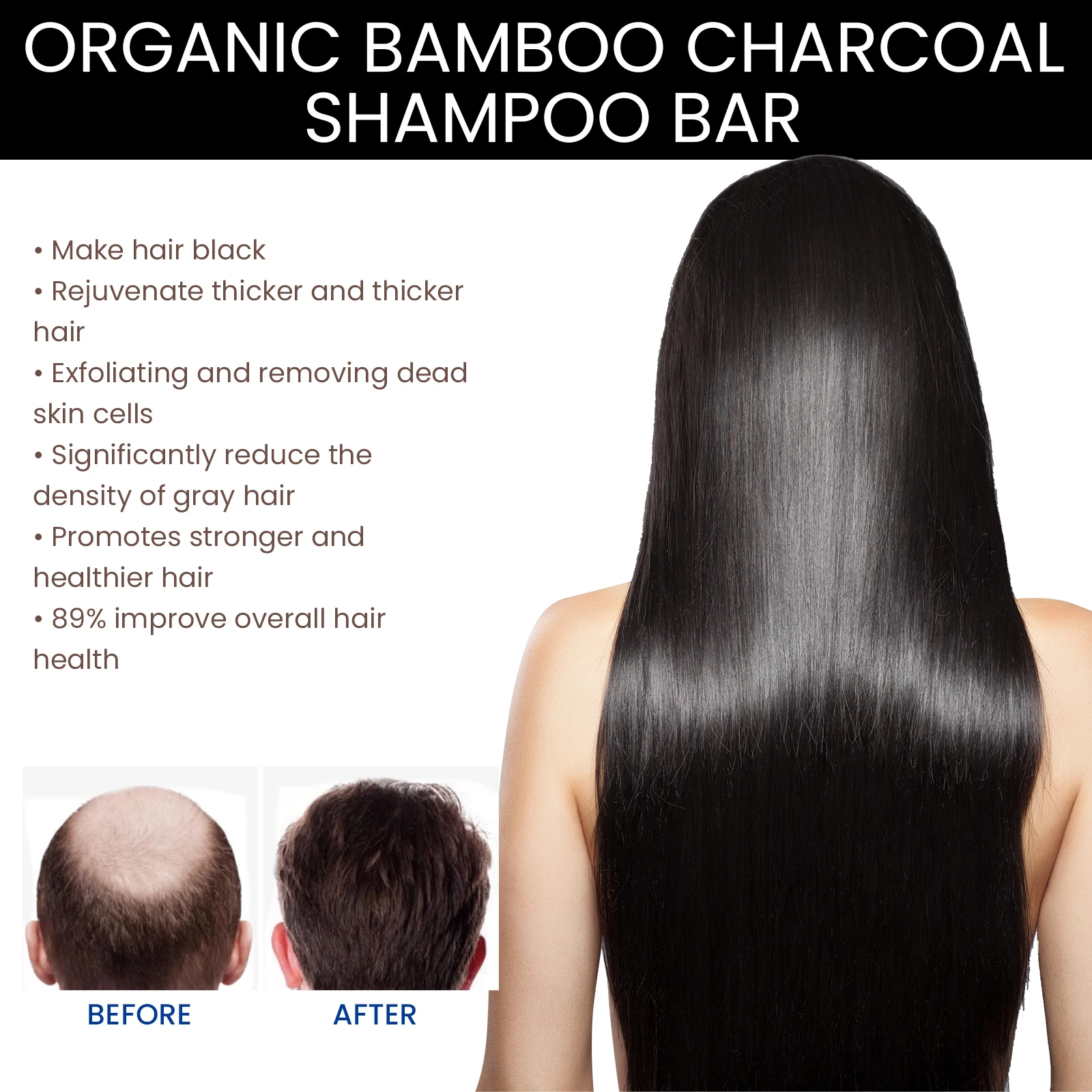 Bamboo Charcoal Shampoo Soap Deep Clean The Scalp Create Dark And Thick Hair Improve Dryness Hair Nourish Charcoal Shampoo Soap view 4