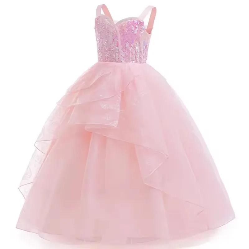 Movie Girl Wicked Glinda Cosplay Costume Pink Wedding Princess Evening Dress Costume Halloween Role Play Outfit