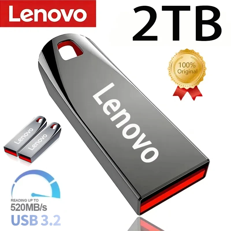 Lenovo 2 TB Metall-Flash-Laufwerke USB 3.2 Super High Speed Pendrive 1 TB 512 GB tragbares USB-Laufwerk Wasserdichte Memoria USB-Flash-Disk