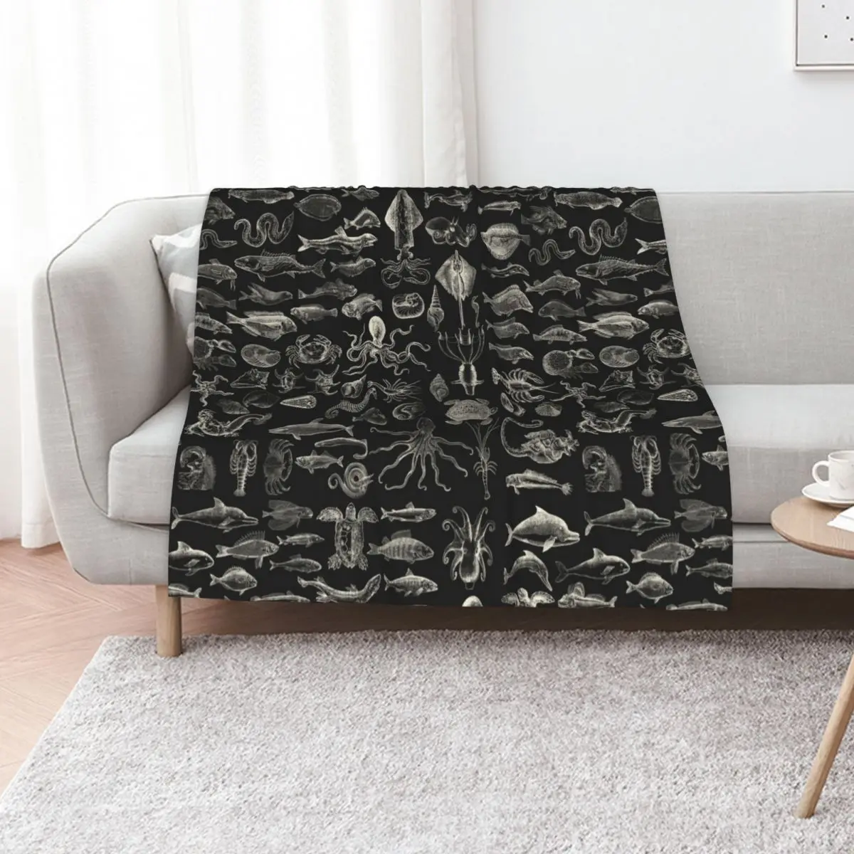 Sea Creatures - white Throw Blanket Air Conditioner Soft Blanket for Office Home