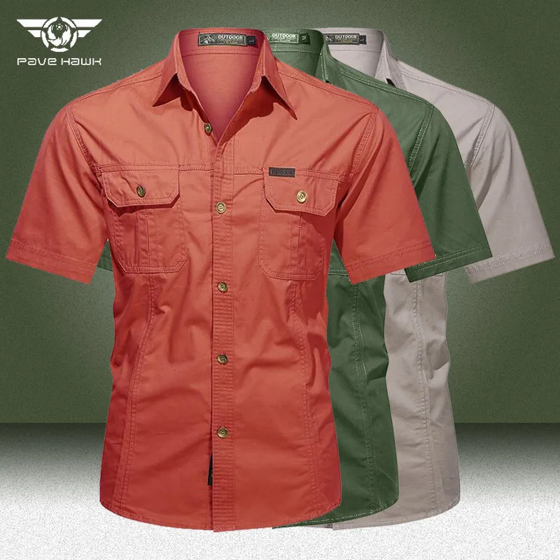 Summer Cargo Shirts Men Military Wear-resistant Short Sleeves Work Tops Outdoor Army Tactical Shirt Plus Size 5XL Male Clothing