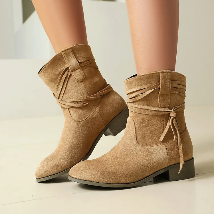 

Low Heels Suede Ankle Boots For Women 34-43 Short Booties Casual Shoes