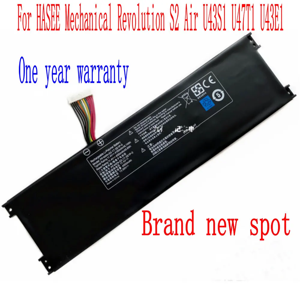 

11,4 в 4000 мАч PF4WN-03-3S1P-0 MYY-0001 U45A1HPFS01 Аккумулятор для ноутбука HASEE Mechanical Revolution S2 Air U43S1 U47T1 U43E1