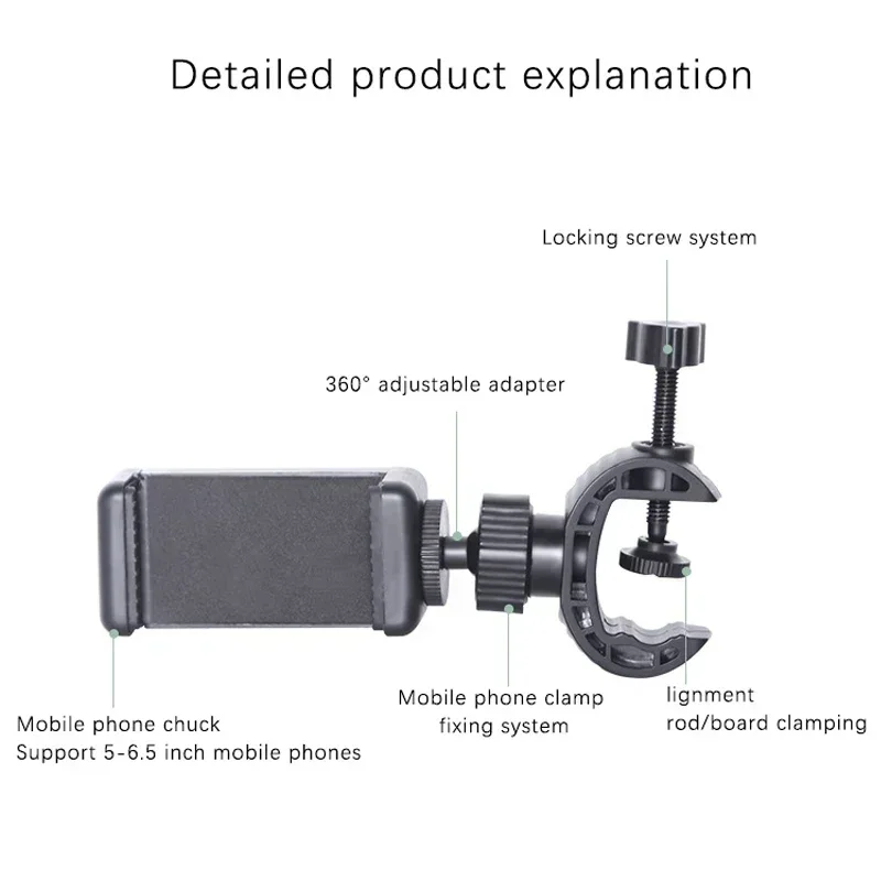 Multifunktionaler Adapterclip-Telefonhalter 360° ° Rotationsverstellbare Klemme, Spiralklemmung für alle 5–6 Zoll große Smartphones-Live-Montages – Detail 10