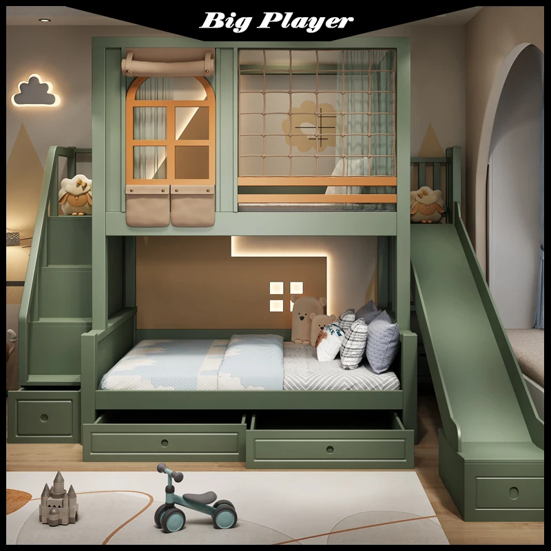 Children's Boy Bunk Bed Bunk Bed Solid Wood Two-Layer Bunk Princess Castle Tree House Bed