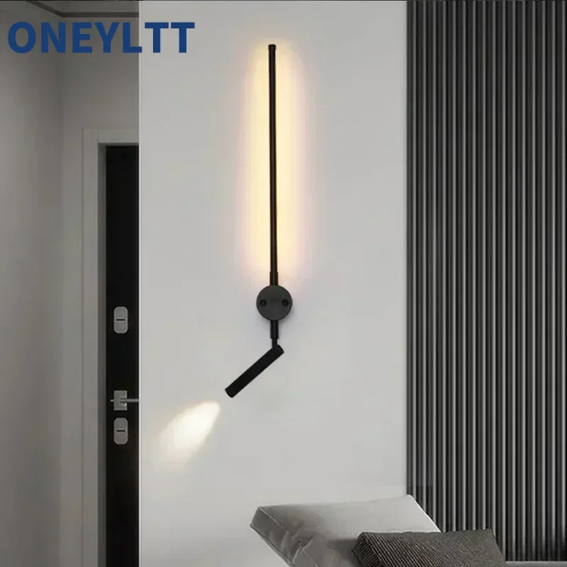 

Modern LED Wall Lamp with Switch Bedroom Light Stairs Hallways Living Room Nordic Art Background Decor Black Lights Bathroom