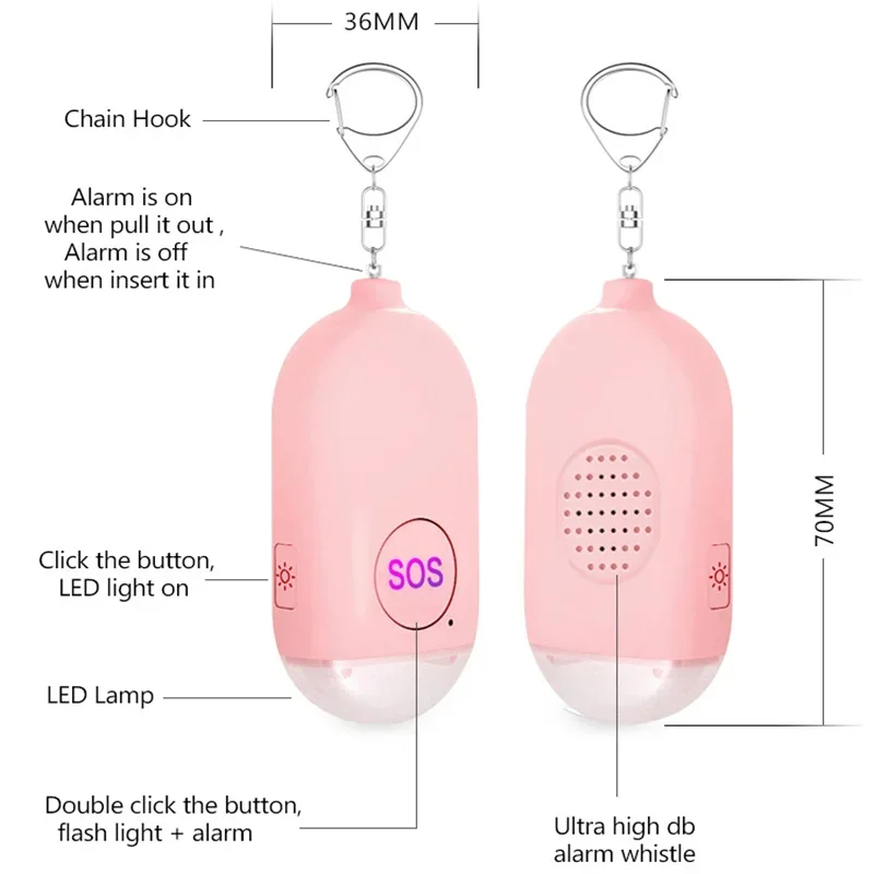 130 дБ сигнализация самообороны брелок для девочек и женщин охранная сигнализация сильная аварийная сигнализация средства личной безопасности для сумки
