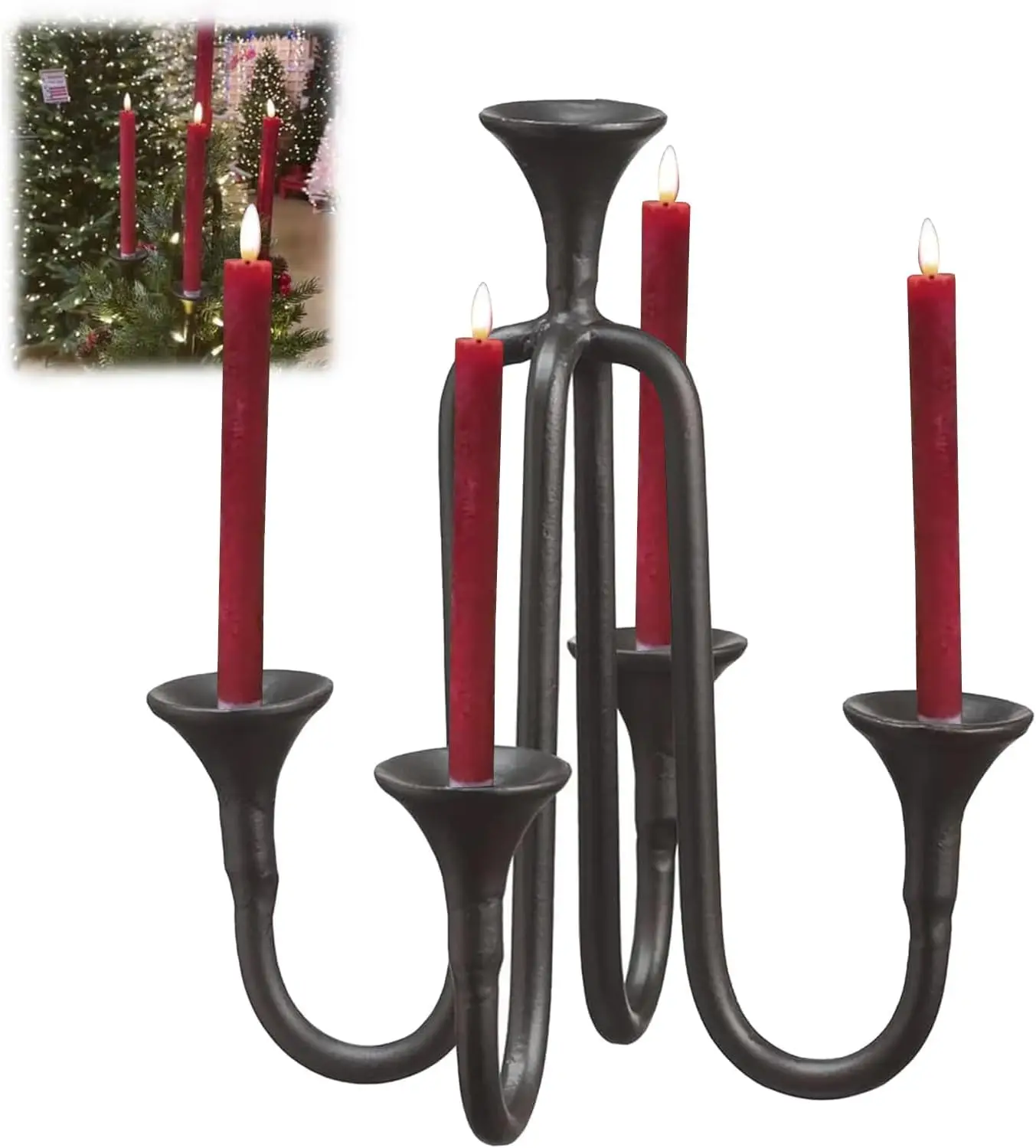 Candle Holder Tree Topper, Candle Holder for Christmas Tree. Aluminum Candleholder & Xmas Decorations. Light up Your Christmas