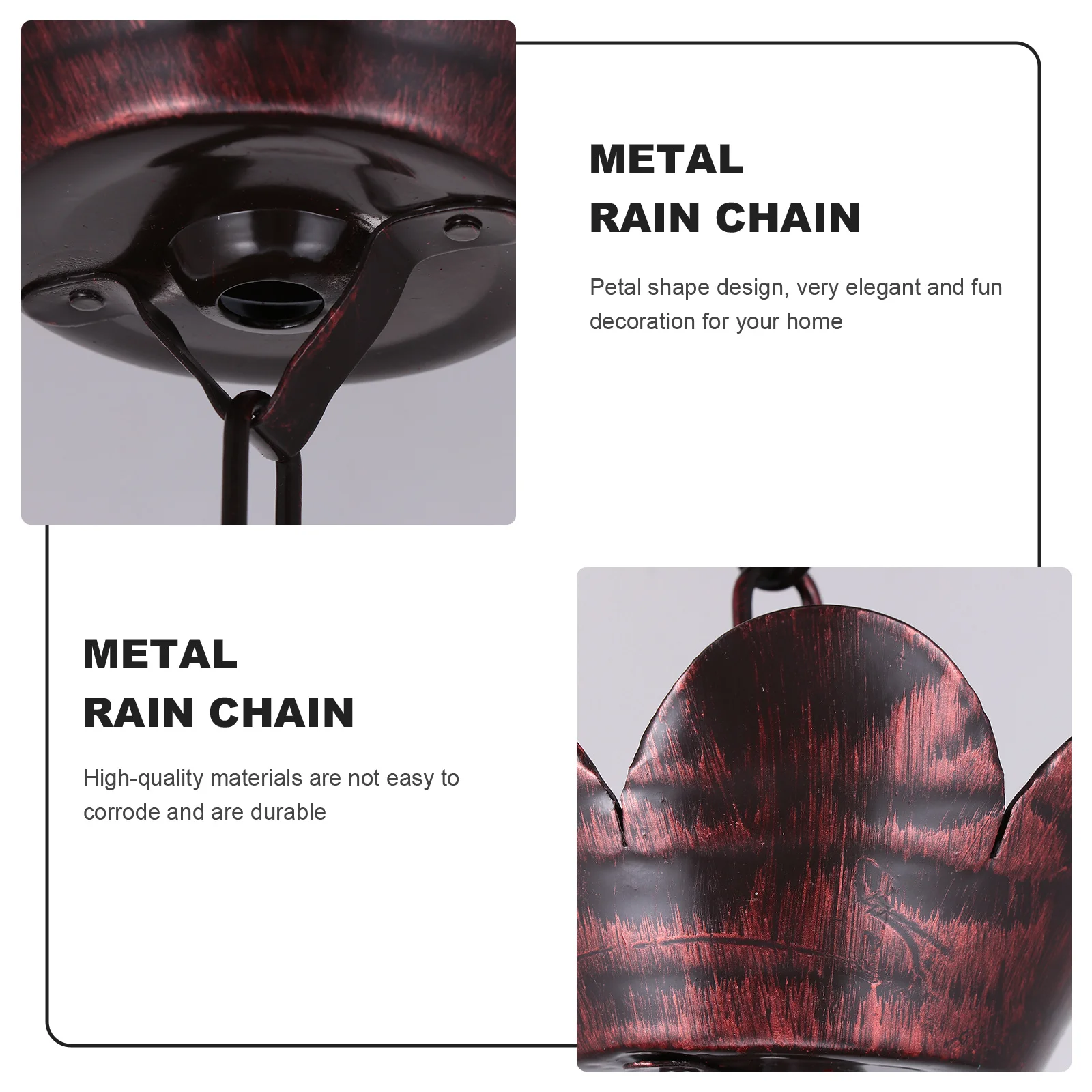 

Metal Rain Chain Petal Shape 1m Decorative Drip Catcher for Gutter Downspout Garden Patio Villa Rain Chain Garden Accessory