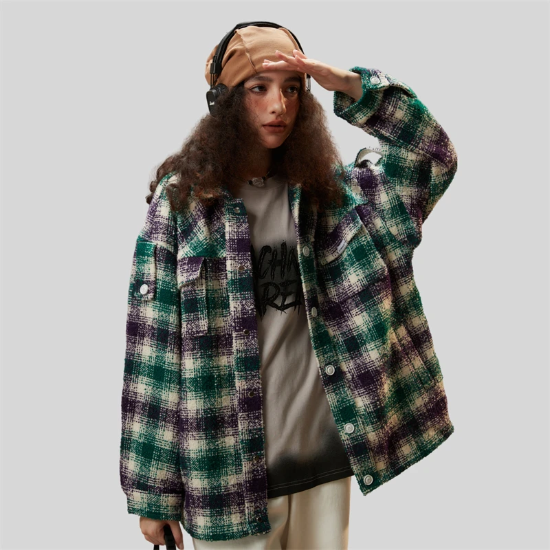 Women\'s Plaid Shirt Vintage Mens Designer Jacket Female Oversize for Women Rare 2023 Autumn Winter New In Woman External Clothes