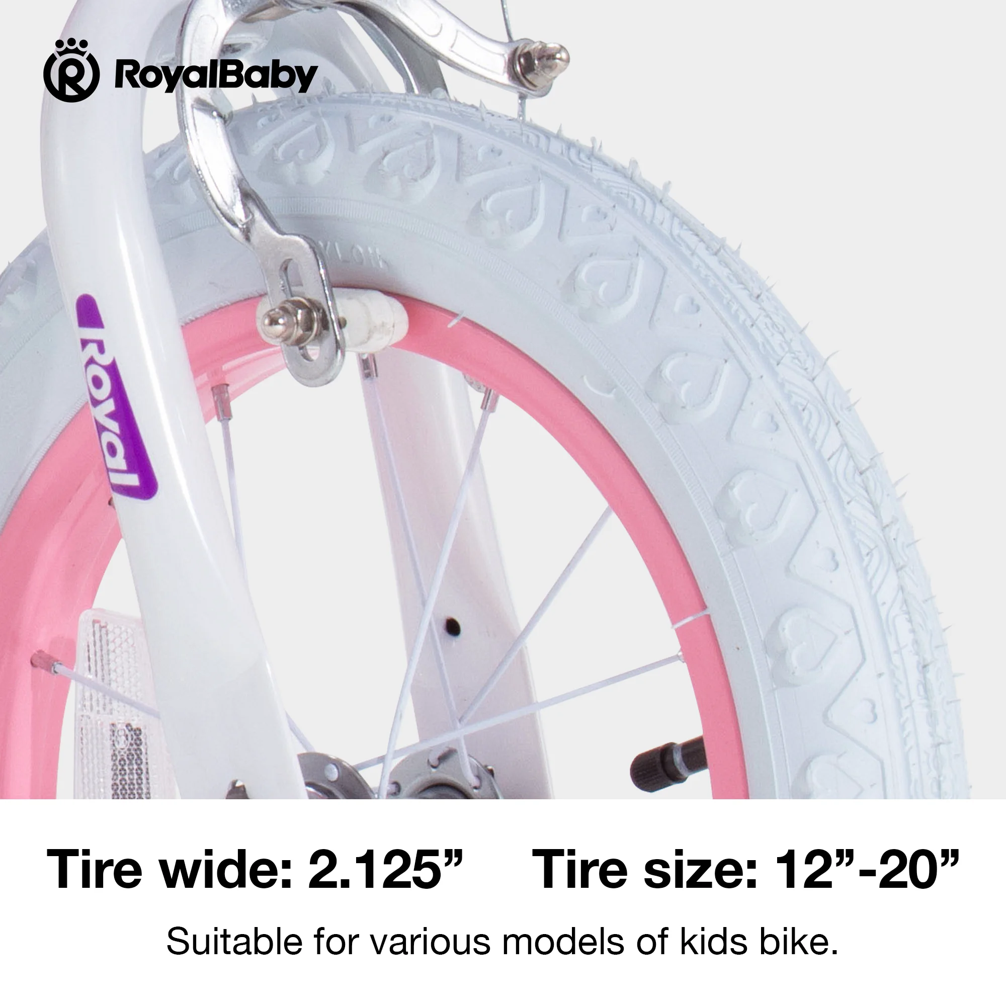 Pneu RoyalBaby Bike White Out 2.125' (convient pour Stargirl/Bunny)
