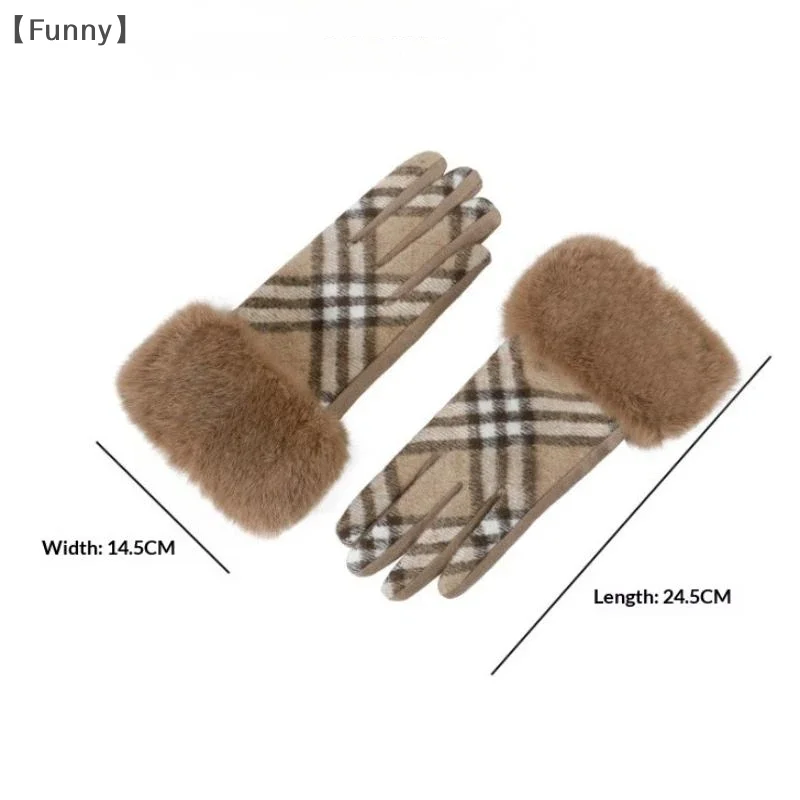 ómFunny SigurWinter dicke Plüschhandschuhe, modisch, warm, winddicht, Outdoor-Dame, Touchscreen, Fahrhandschuhe, Sport, Radfahren, Fäustlinge