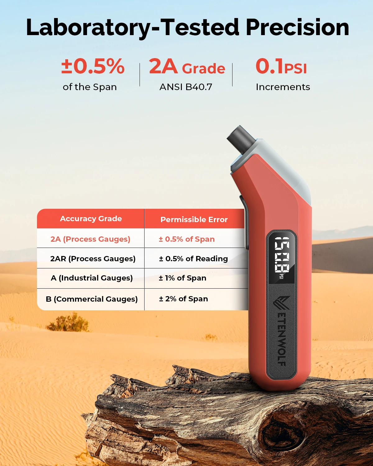 ETENWOLF T300 Plus مقياس ضغط الإطارات 200 رطل لكل بوصة مربعة شاشة LED مشرقة مقياس الإطارات الرقمي لضغط الإطارات مع محول صمام بريستا