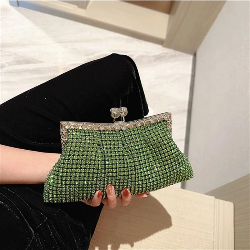 Women Luxury Rhinestone Evening Clutch Bag Detachable Chain Wedding Purse Prom Banquet Handbag Female Elegant Party Shoulder Bag