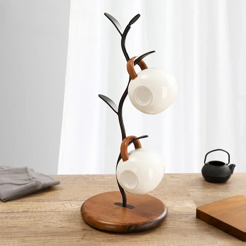 Durable and sturdy Tree-shaped water cup rack Household living room dining table Coffee tea storage rack Wooden drain cup holder