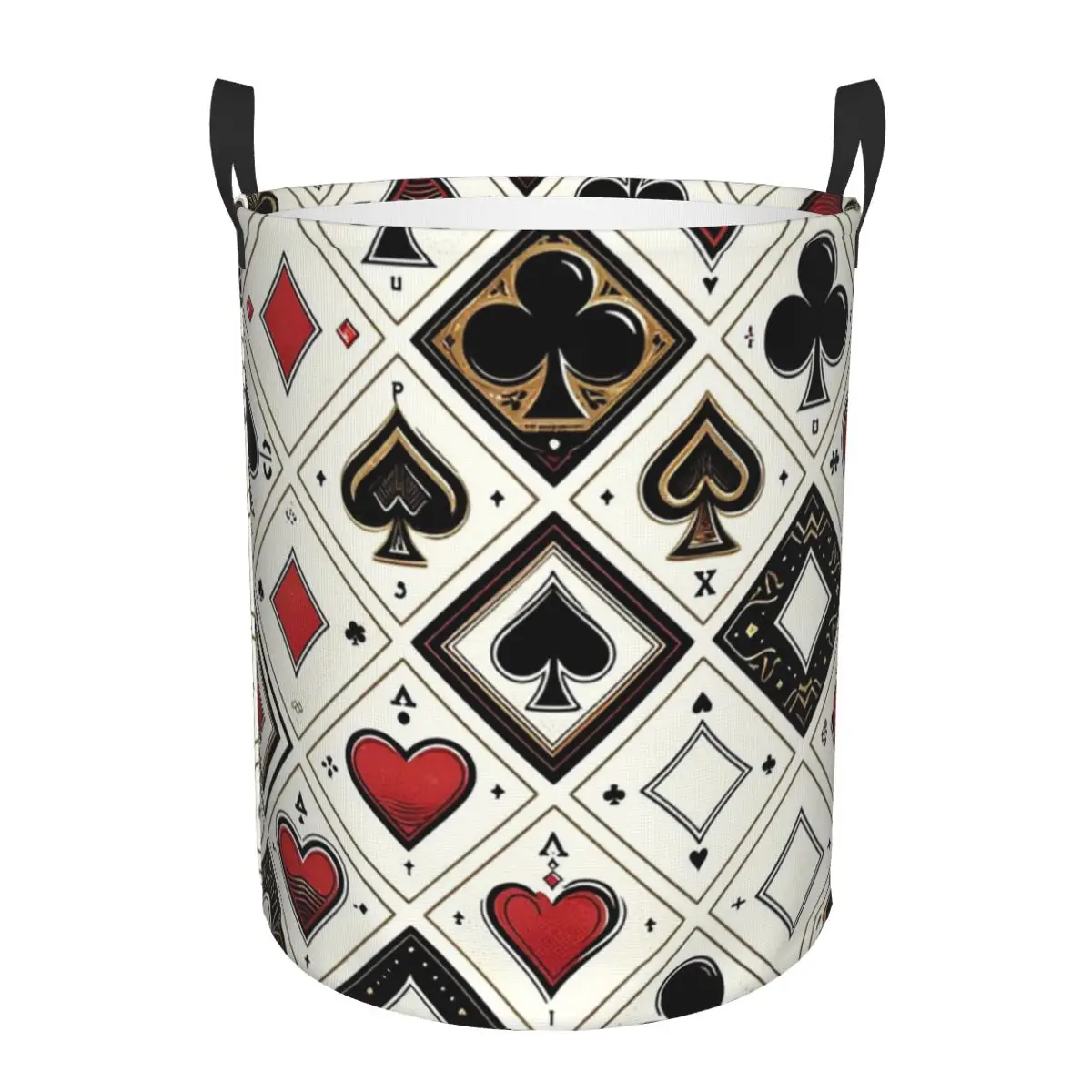 Casino Playing Card Symbols Diamond Heart Spade Clubs Foldable Laundry Baskets Dirty Clothes Home Organizer Large Bucket For Kid