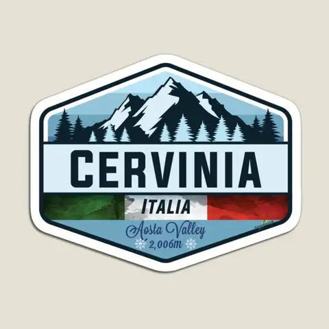 Cervinia Italy Italia Ski Skiing Sticker  Magnet Holder for Fridge Organizer Refrigerator Home Children Kids Toy Baby Magnetic