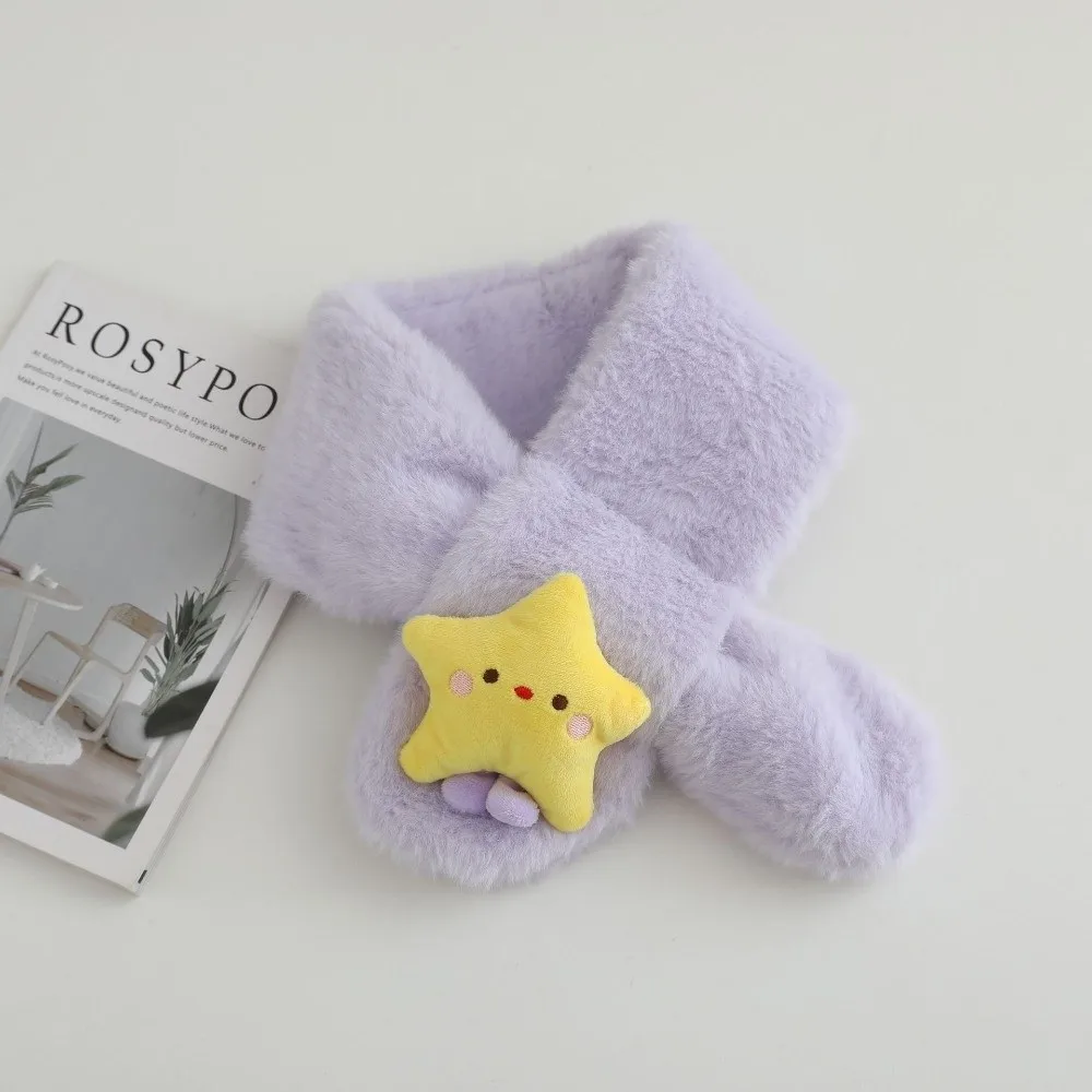 Cute Cartoon Star Children Winter Scarf Thick Warm Cross Neck Scarf Windproof Soft Shawl Scarves
