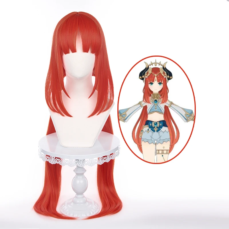 

Game Genshin Impact Nilou Wig Synthetic Long Straight Red Game Cosplay Hair Wig Cap for Party