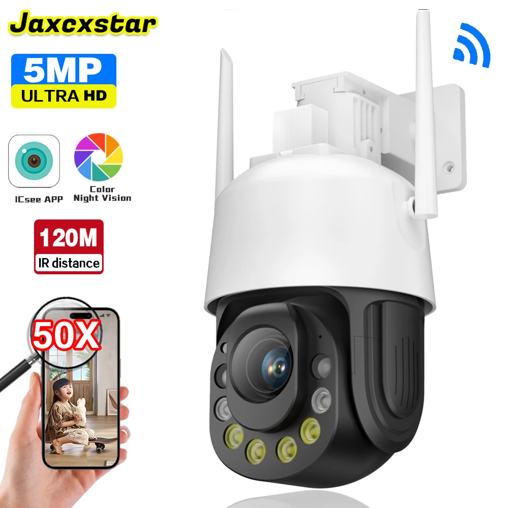 

50X Optical Zoom 5MP PTZ Security CameraWifi PTZ IP Outdoor Waterproof Camera Color Night Vision CCTV Human Detection ICSEE