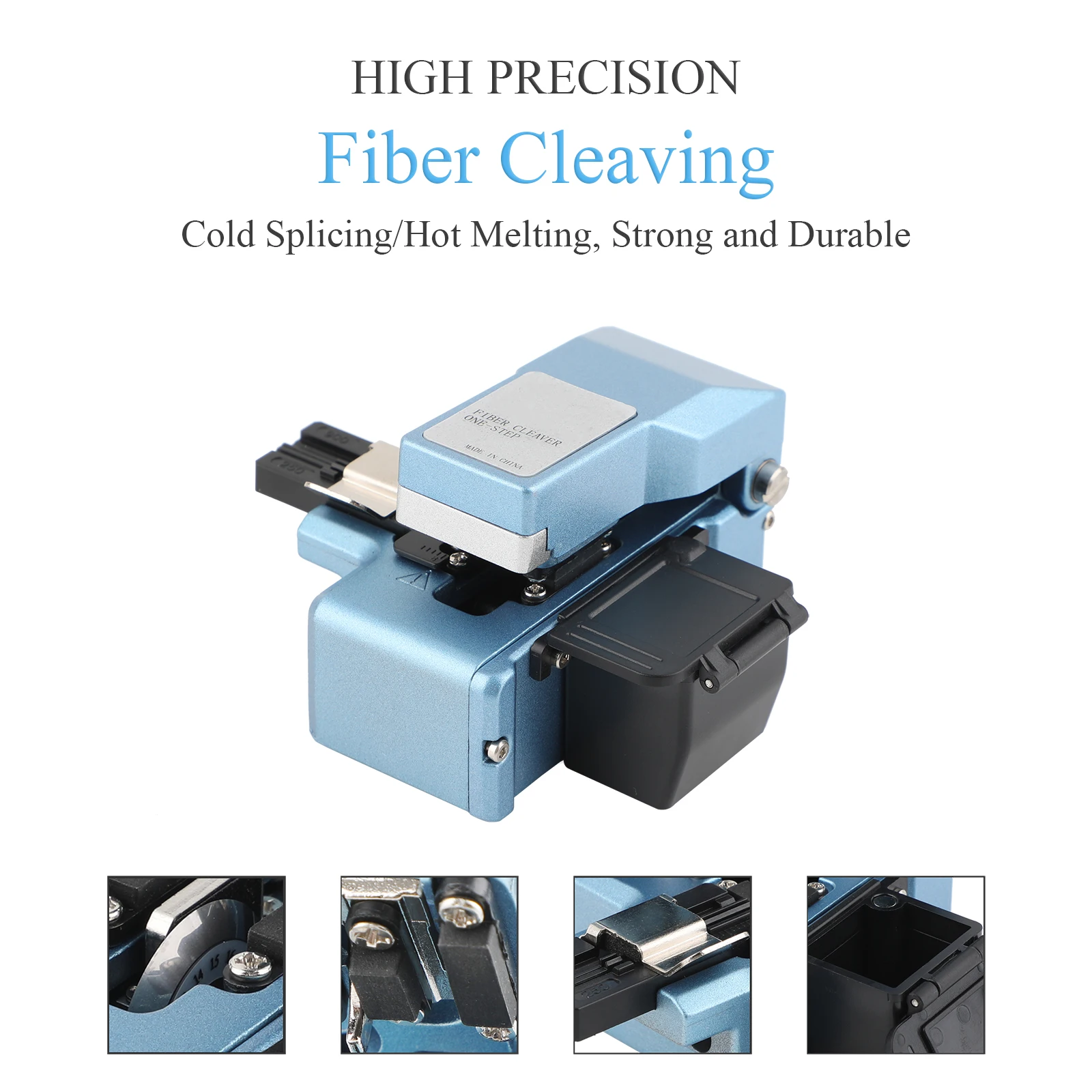 One-Step Cleaver Chopping Tool Kit FTTT Fiber Optic Cleaver for 0.25/0.9/3.0mm Fiber with Waste Collection Box