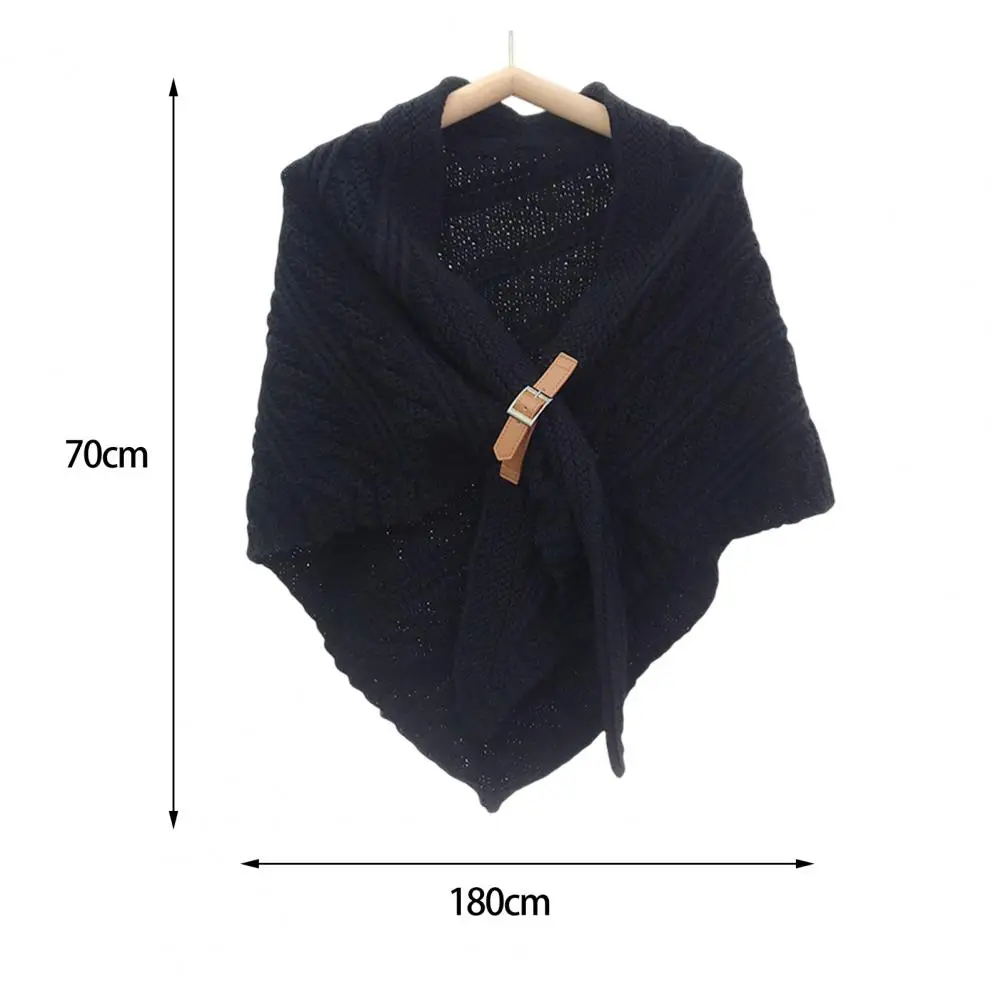 2022 Autumn/Winter New Triangle Scarf Knitted Leather Heart Chain Leather Buckle Wool Shawl Jacket With Scarf