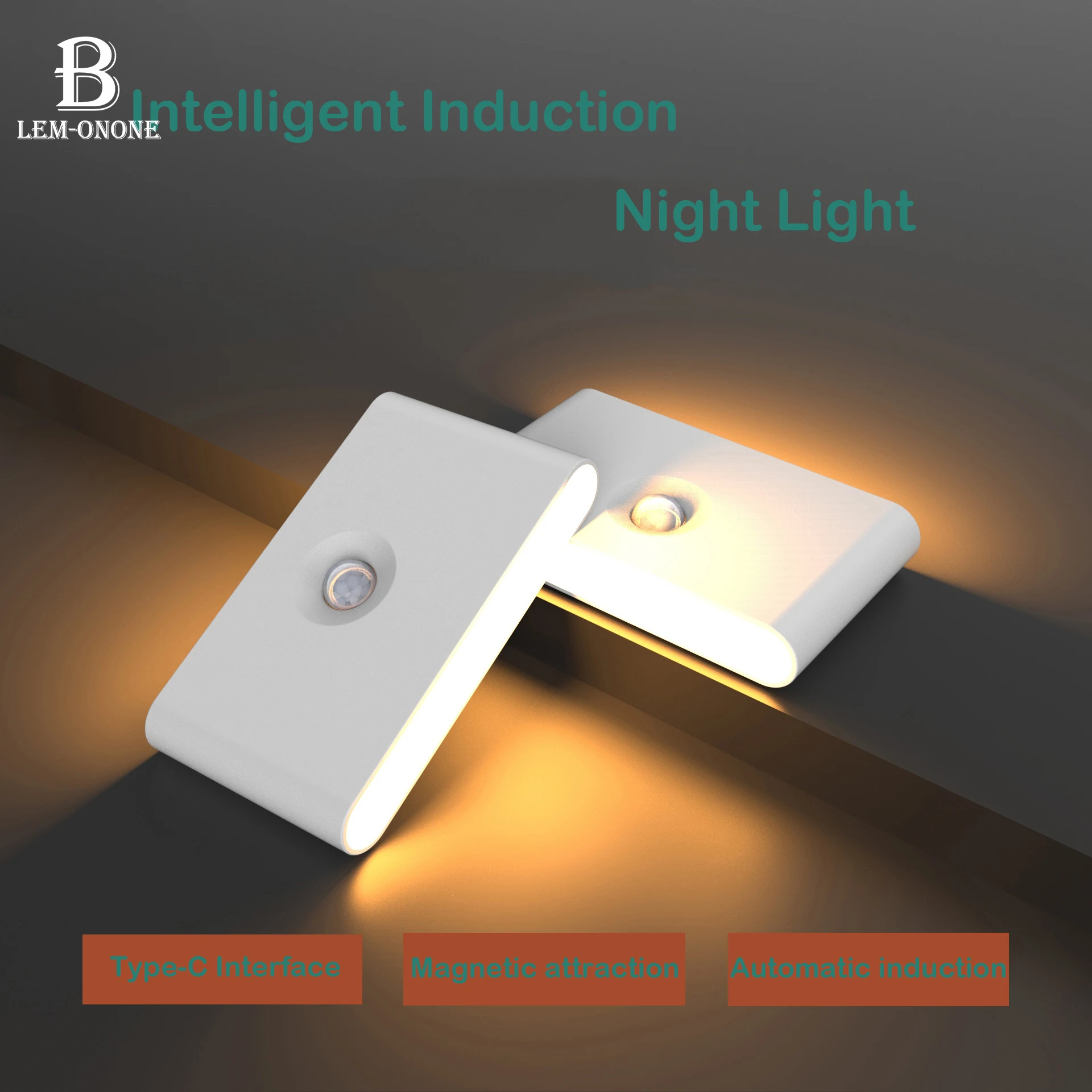 LED Night Light PIR Motion Sensor Lights Type-C Charging Magnetic Suction Convenient Warm Wall Lamp for Bedroom Stair Toilet