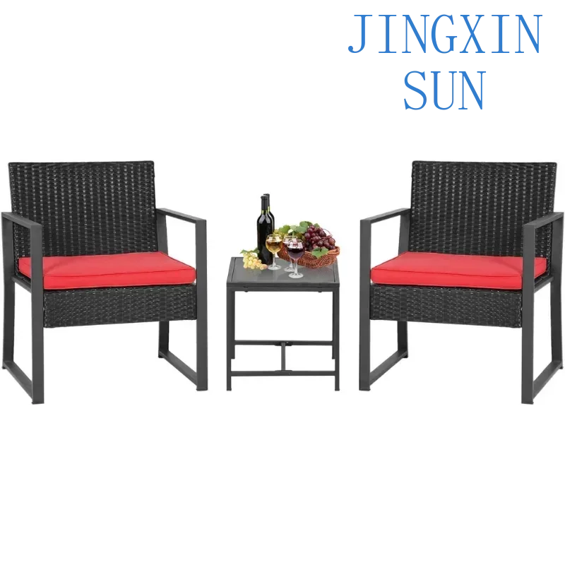 High quality Patio Furniture Sets 3 Piece Outdoor Bistro Set Wicker Patio Chairs Rattan Outdoor   for Backyard Porch Poolside