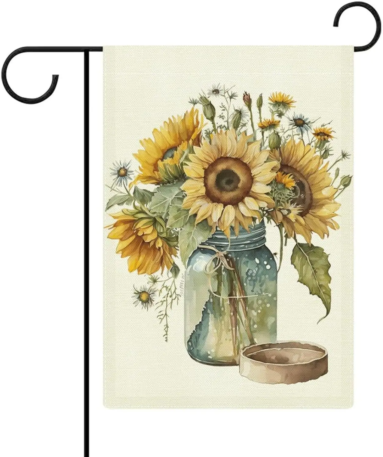 Watercolor Sunflower Bouquet in Mason Jar Garden Flag Double Sided 12 X 18 Inch Yard Flag, Small Flags for Outside Decoratio ZZM